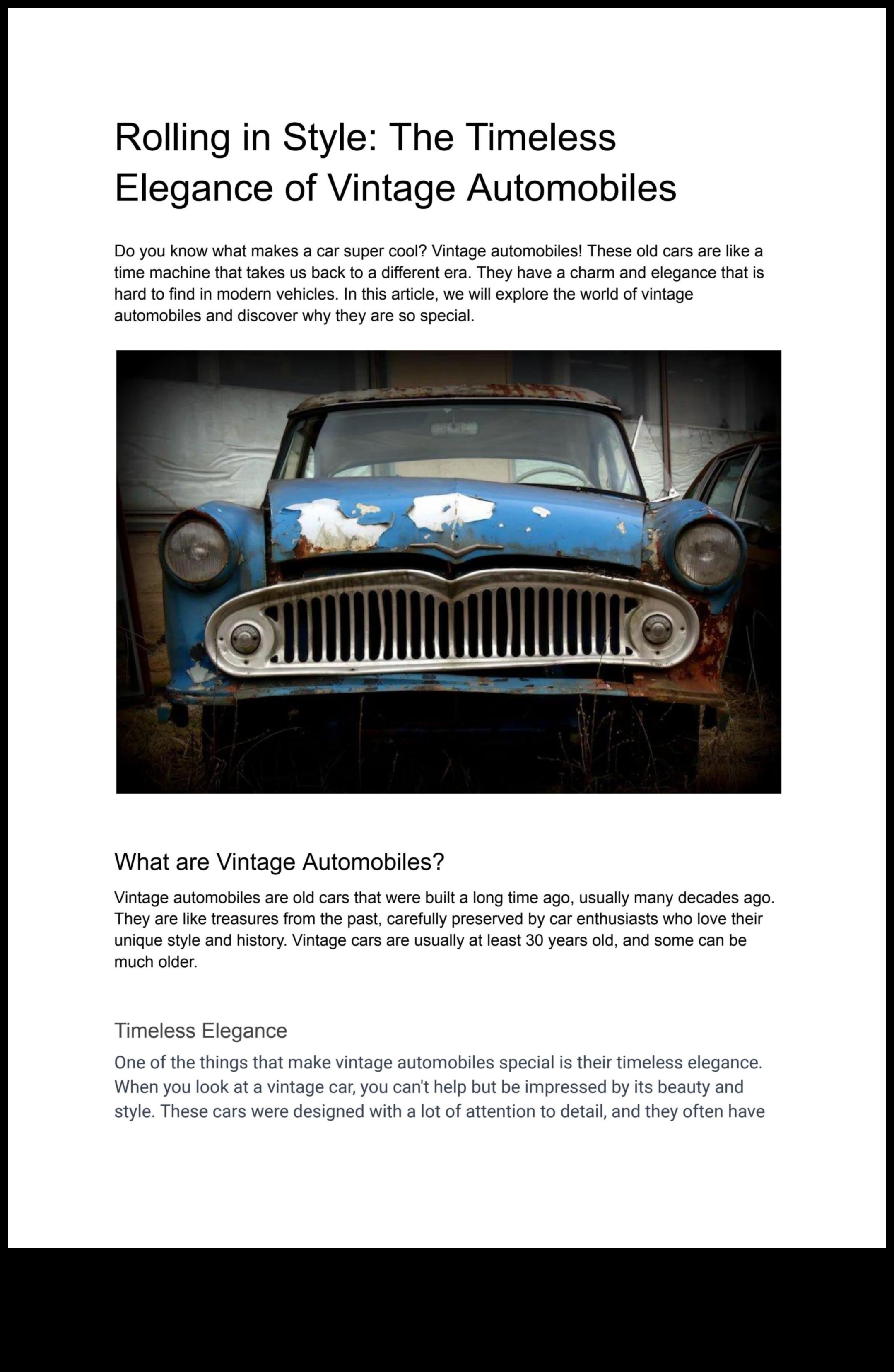 Reînvierea trecutului Pasiunea pentru conservarea vehiculelor de epocă 4 Reverii de restaurare: vehicule de epocă și pasiunea pentru conservare